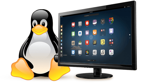 linux penguin near computer